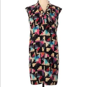 Rachel Rachel Roy Geometric Sleeveless Neck Tie Shift dress